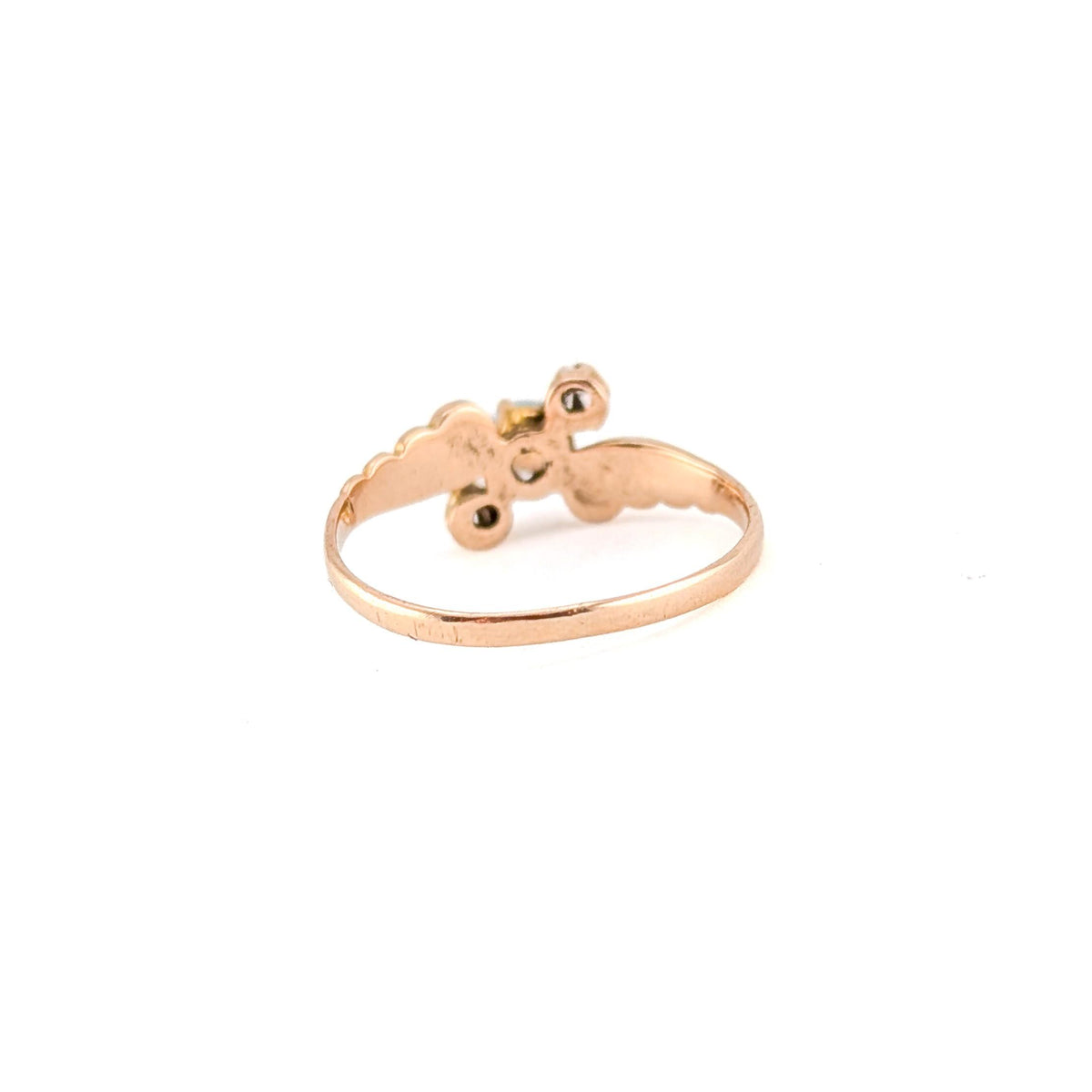 Antique Victorian 10K gold Opal and Rose-cut diamond ring