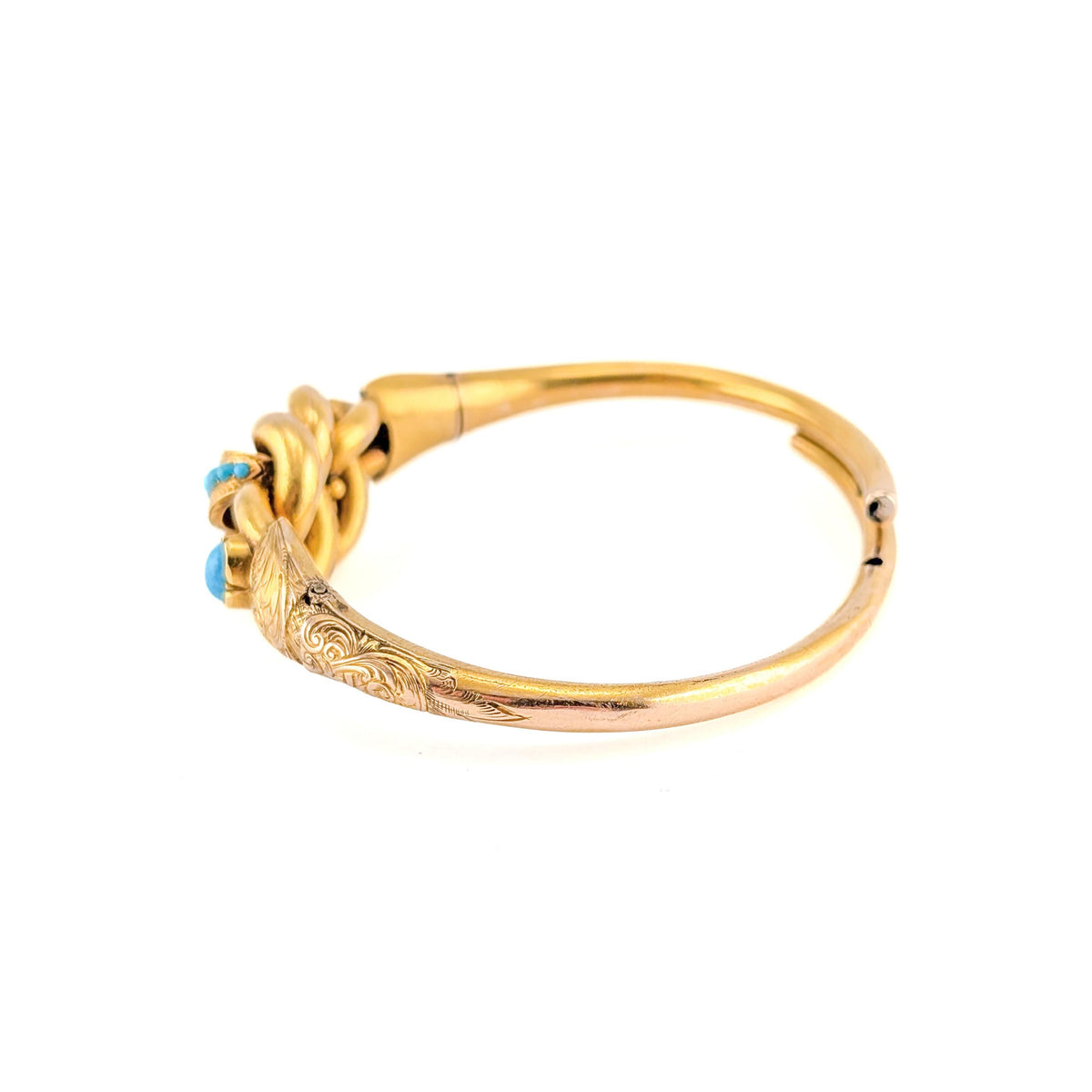 Antique Victorian 18K Gold Turquoise Adjustable Bangle Bracelet