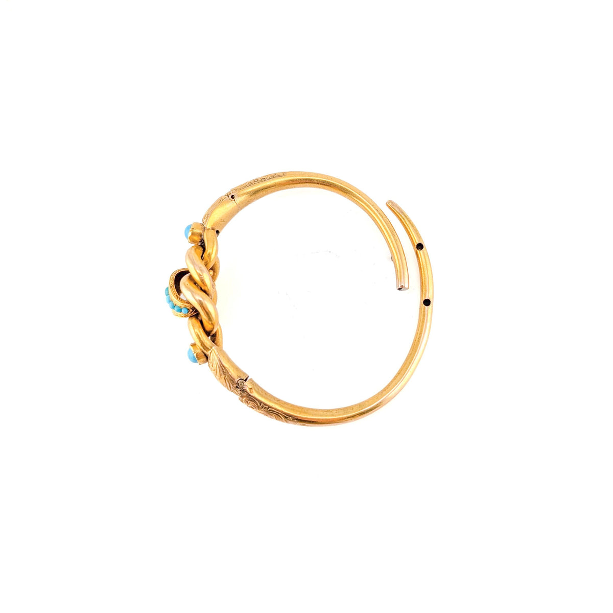 Antique Victorian 18K Gold Turquoise Adjustable Bangle Bracelet