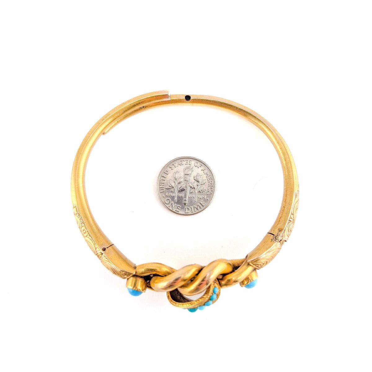 Antique Victorian 18K Gold Turquoise Adjustable Bangle Bracelet