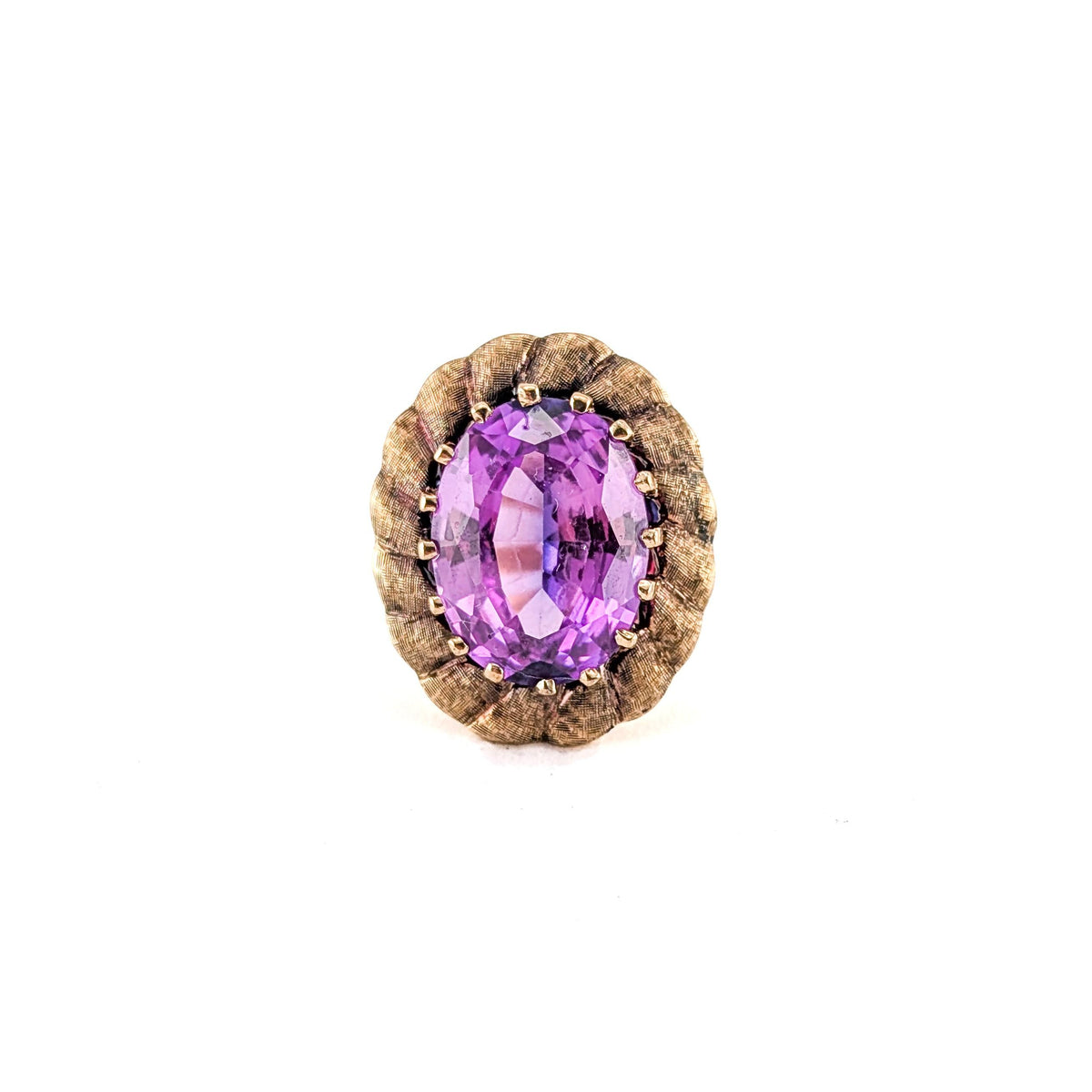 Vintage 10K Yellow Gold 9.80 ct Synthetic Purple Sapphire Cocktail Ring