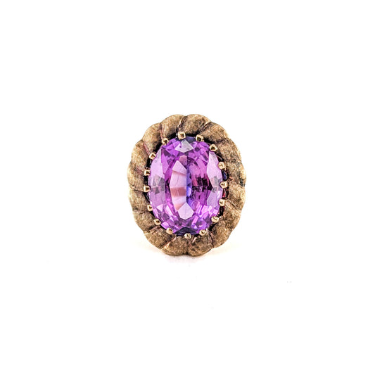 Vintage 10K Yellow Gold 9.80 ct Synthetic Purple Sapphire Cocktail Ring