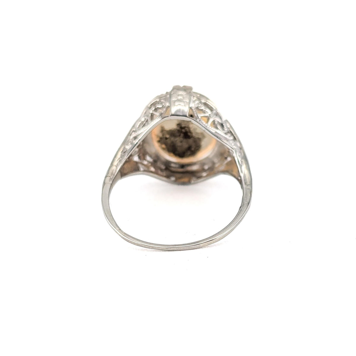 Antique Art Deco 10K White Gold Ethiopian Opal Ring