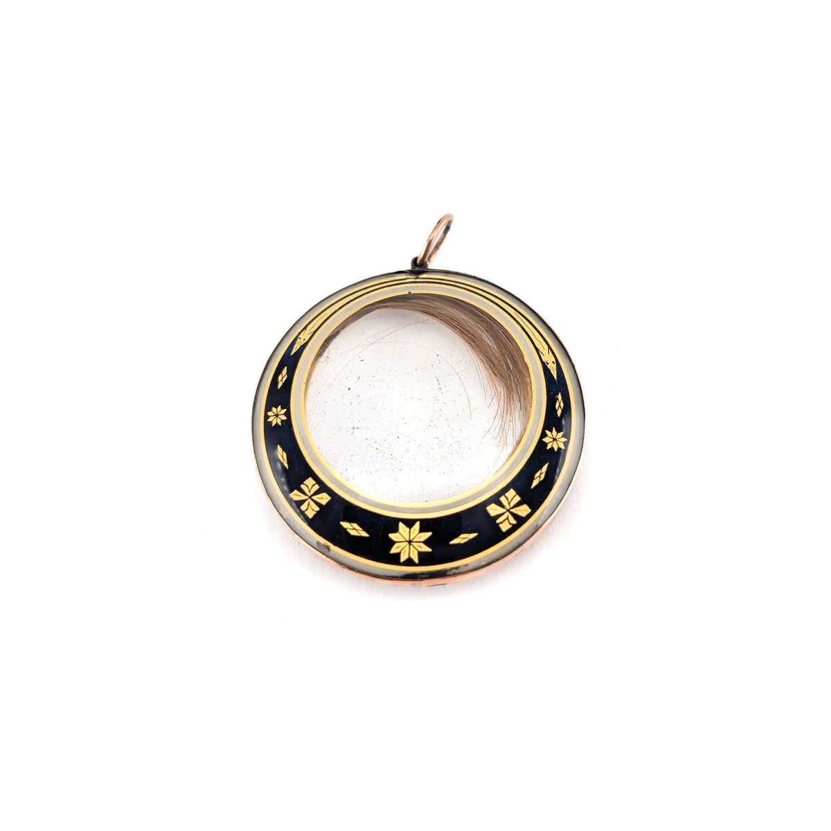 Antique Victorian 9K Gold Mourning Hair Locket Pendant