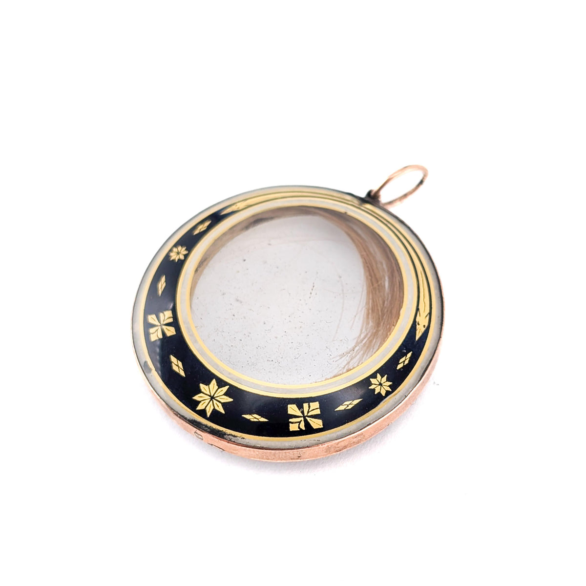 Antique Victorian 9K Gold Mourning Hair Locket Pendant