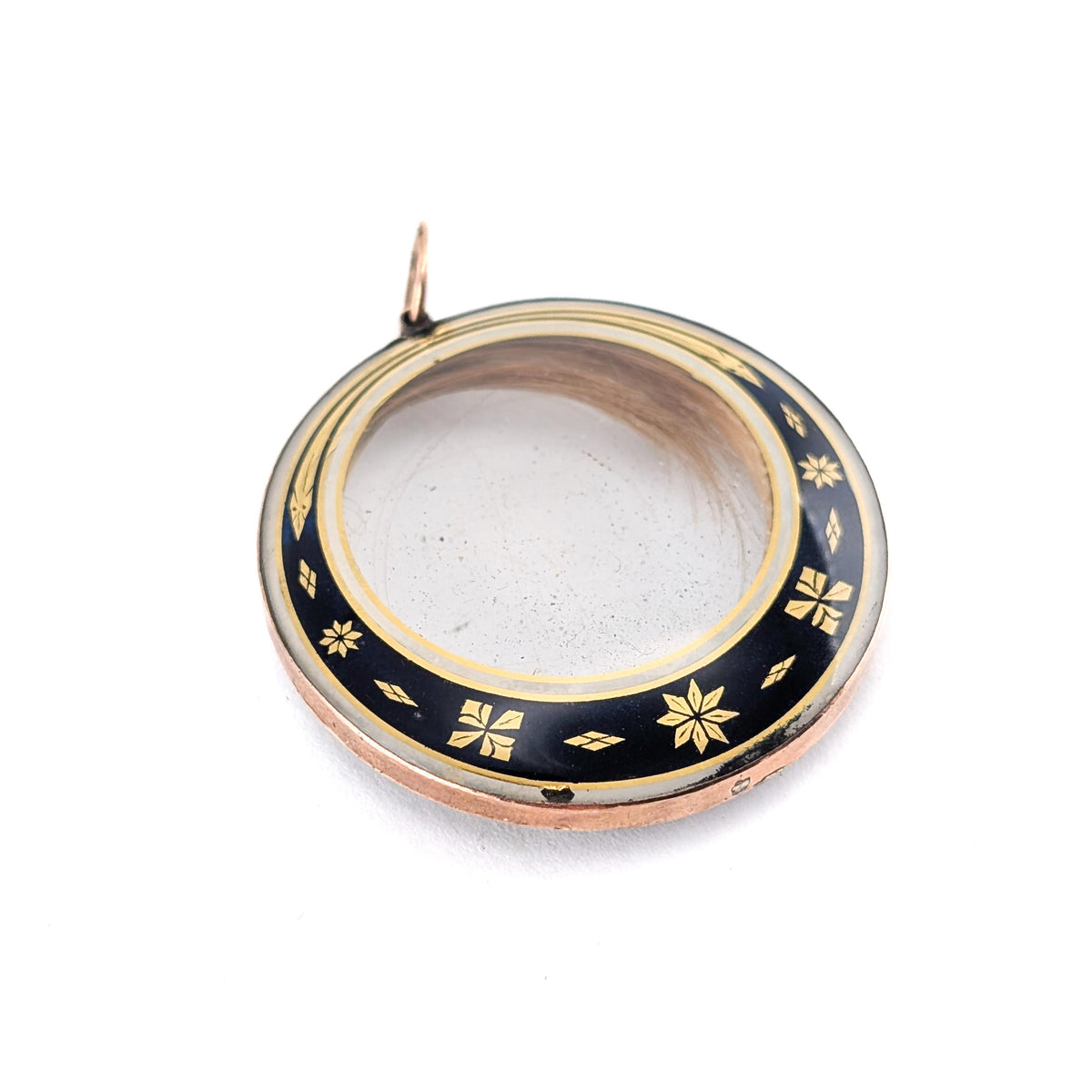 Antique Victorian 9K Gold Mourning Hair Locket Pendant