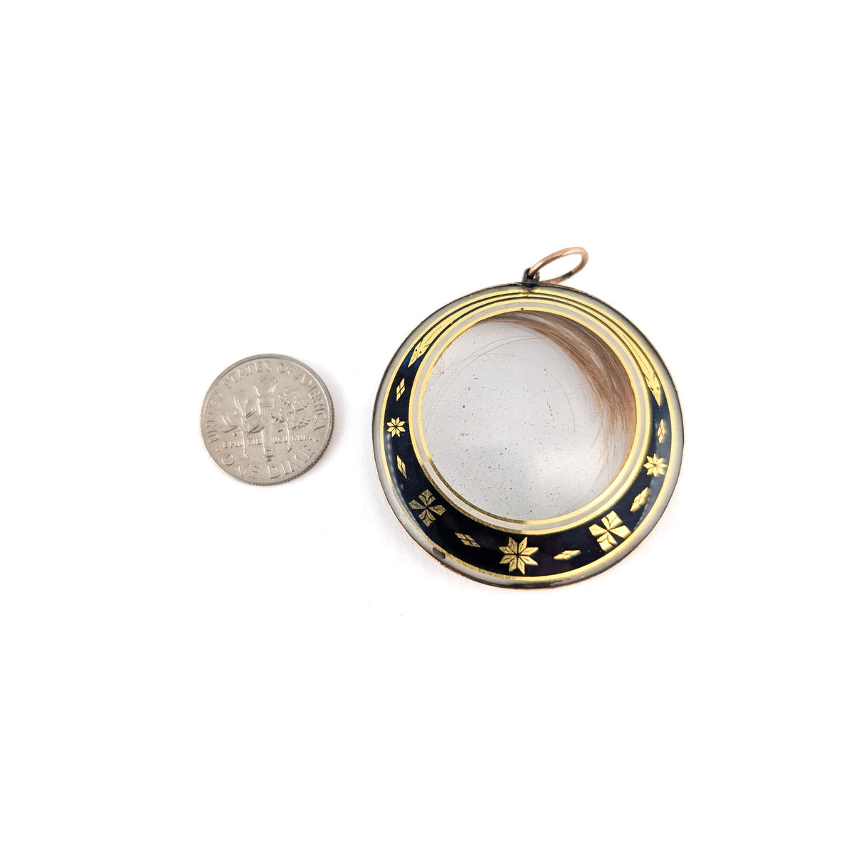 Antique Victorian 9K Gold Mourning Hair Locket Pendant