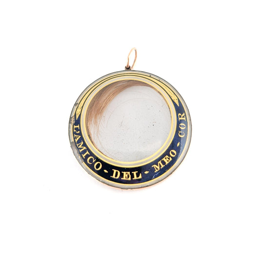 Antique Victorian 9K Gold Mourning Hair Locket Pendant