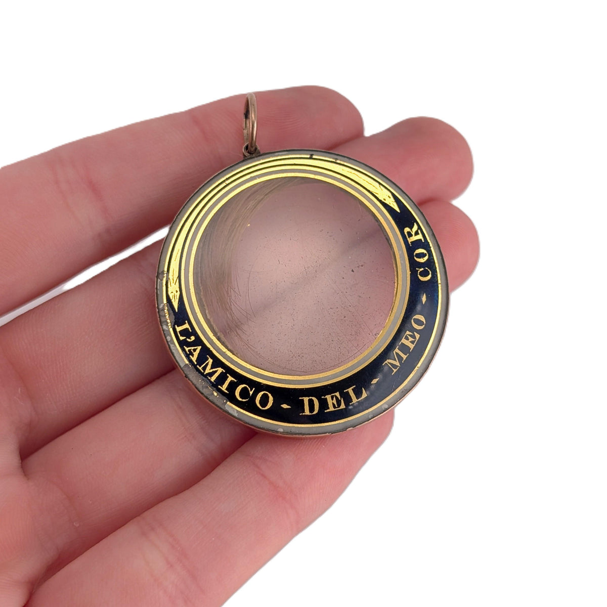 Antique Victorian 9K Gold Mourning Hair Locket Pendant