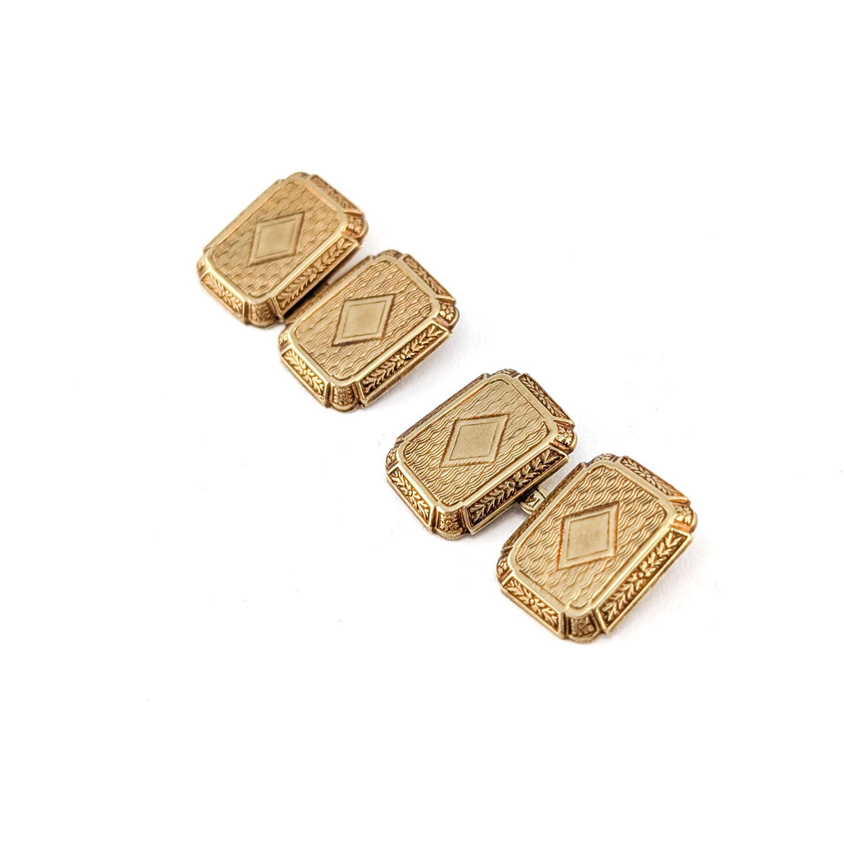 Antique Art Deco 14K Yellow Gold Engraved Cufflinks