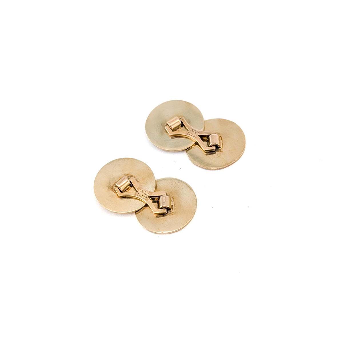 Antique Art Deco 14K Yellow Gold & Black Enamel Cufflinks