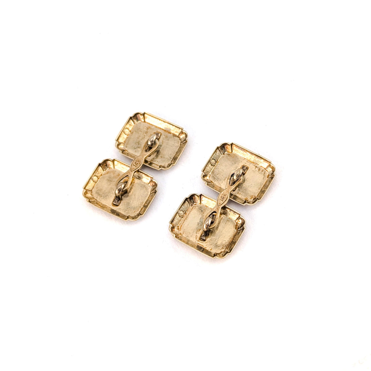 Antique Art Deco 14K Yellow Gold Engraved Cufflinks
