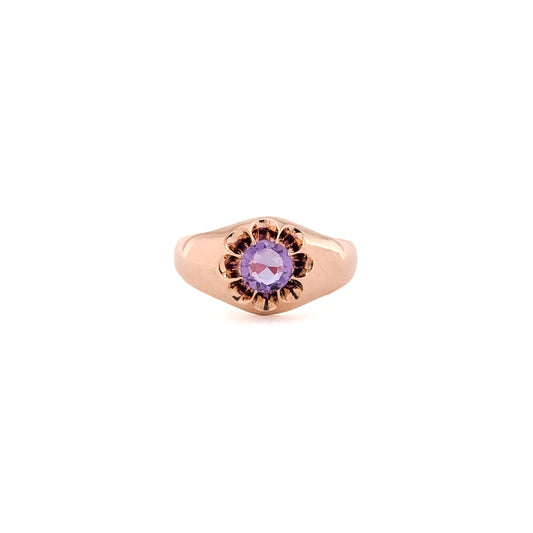 Vintage 12K Rose Gold Color-Change Sapphire Belcher Ring