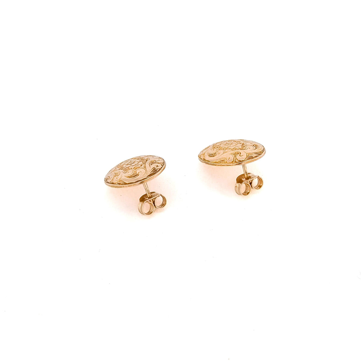 Antique Edwardian 15K Yellow Gold Converted Cufflink Stud Earrings