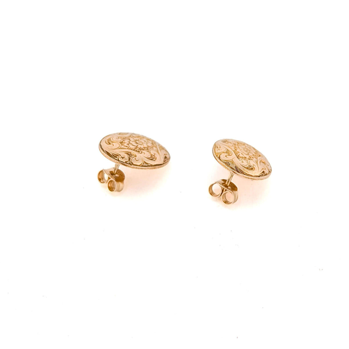 Antique Edwardian 15K Yellow Gold Converted Cufflink Stud Earrings