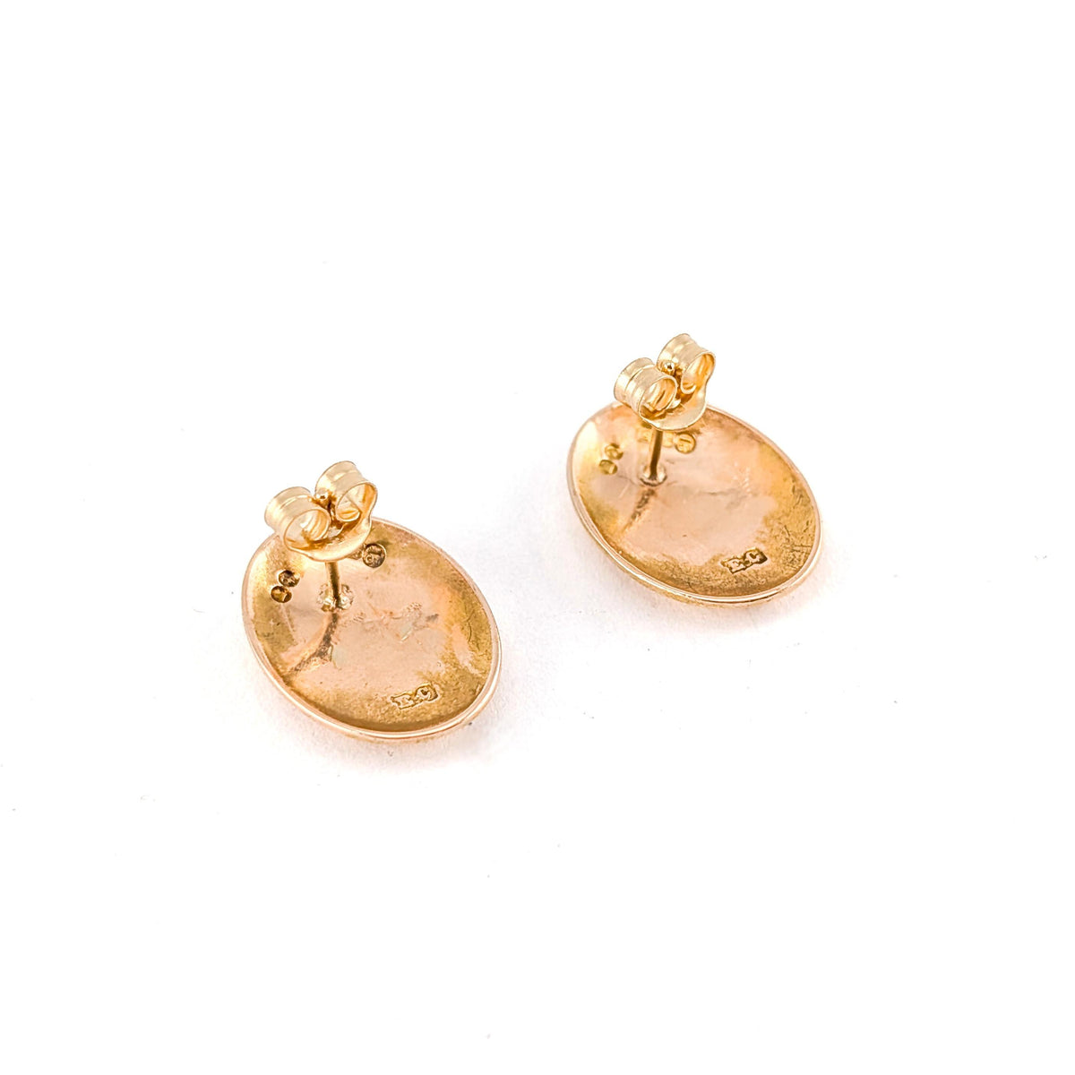 Antique Edwardian 15K Yellow Gold Converted Cufflink Stud Earrings