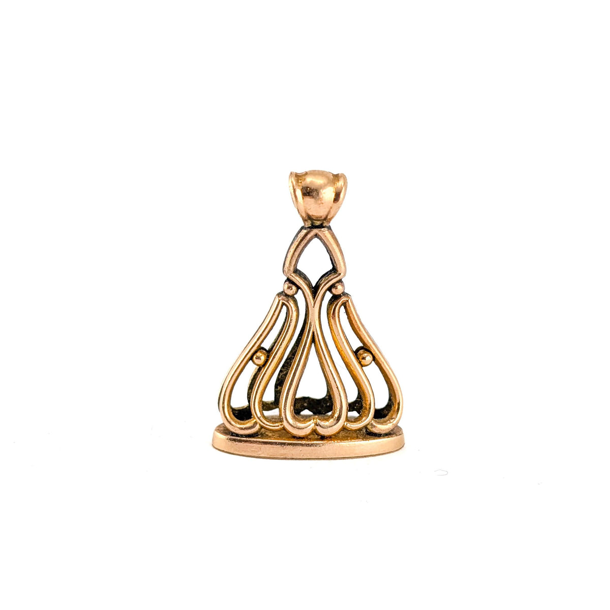 Antique Edwardian 14K Yellow Gold Openwork Wax Seal Fob Pendant A.R.G.
