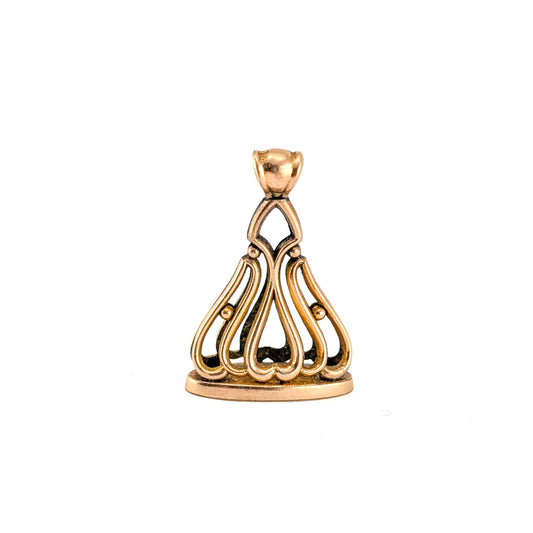 Antique Edwardian 14K Yellow Gold Openwork Wax Seal Fob Pendant A.R.G.