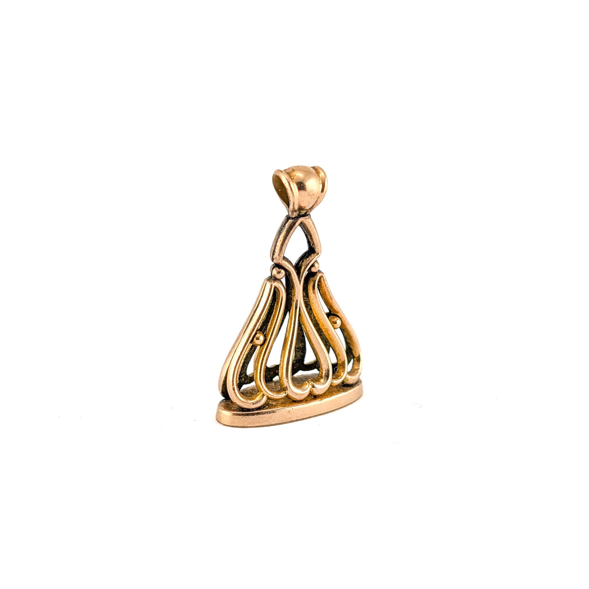 Antique Edwardian 14K Yellow Gold Openwork Wax Seal Fob Pendant A.R.G.