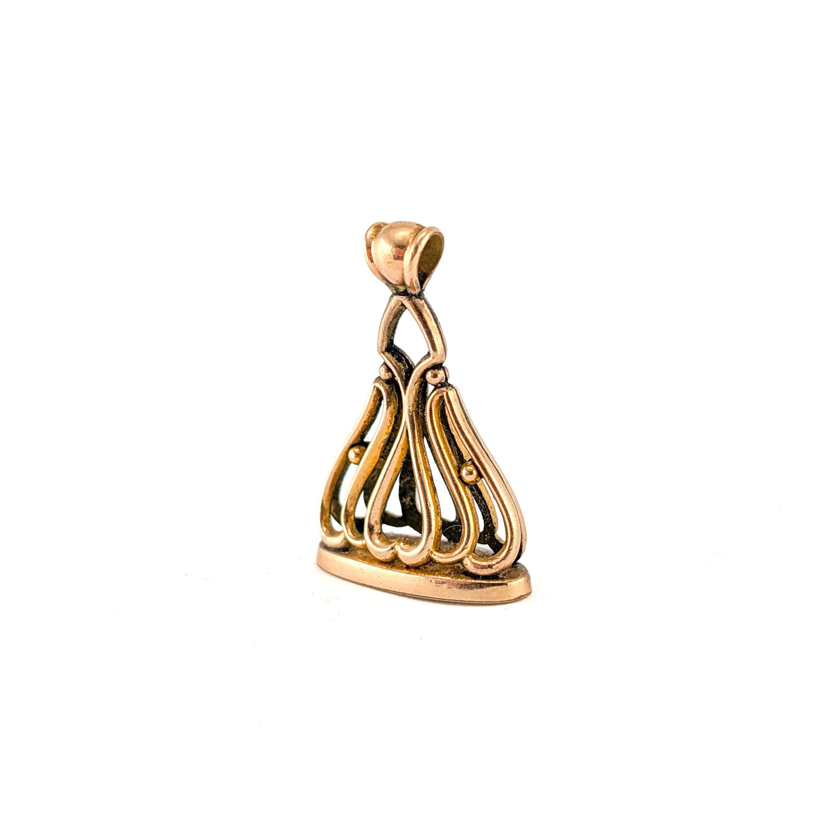 Antique Edwardian 14K Yellow Gold Openwork Wax Seal Fob Pendant A.R.G.