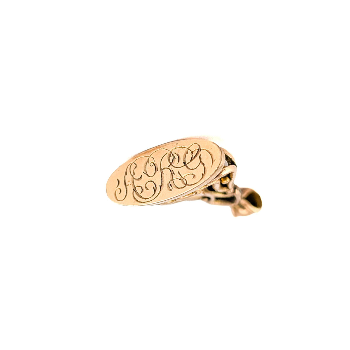 Antique Edwardian 14K Yellow Gold Openwork Wax Seal Fob Pendant A.R.G.