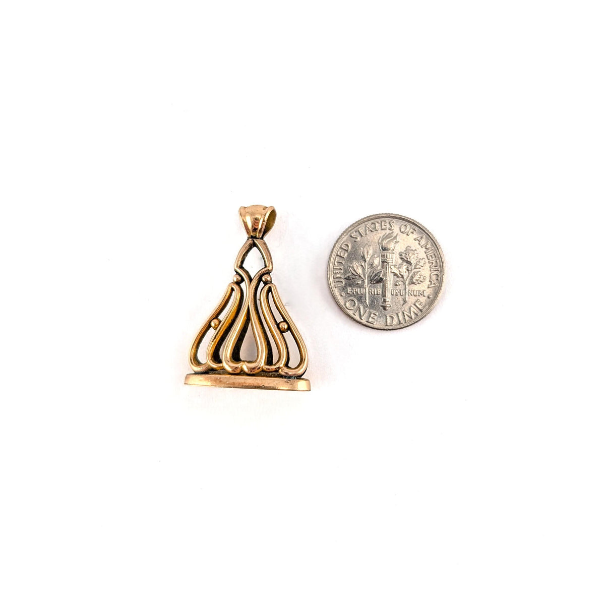 Antique Edwardian 14K Yellow Gold Openwork Wax Seal Fob Pendant A.R.G.