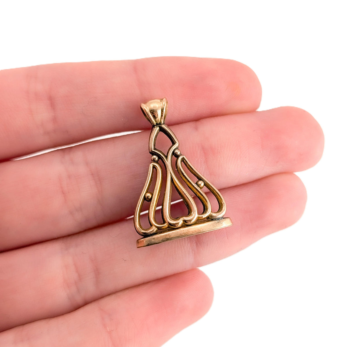 Antique Edwardian 14K Yellow Gold Openwork Wax Seal Fob Pendant A.R.G.