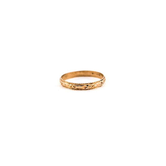 Antique Victorian Ostby & Barton 10K Yellow Gold Floral Baby Ring Midi Ring