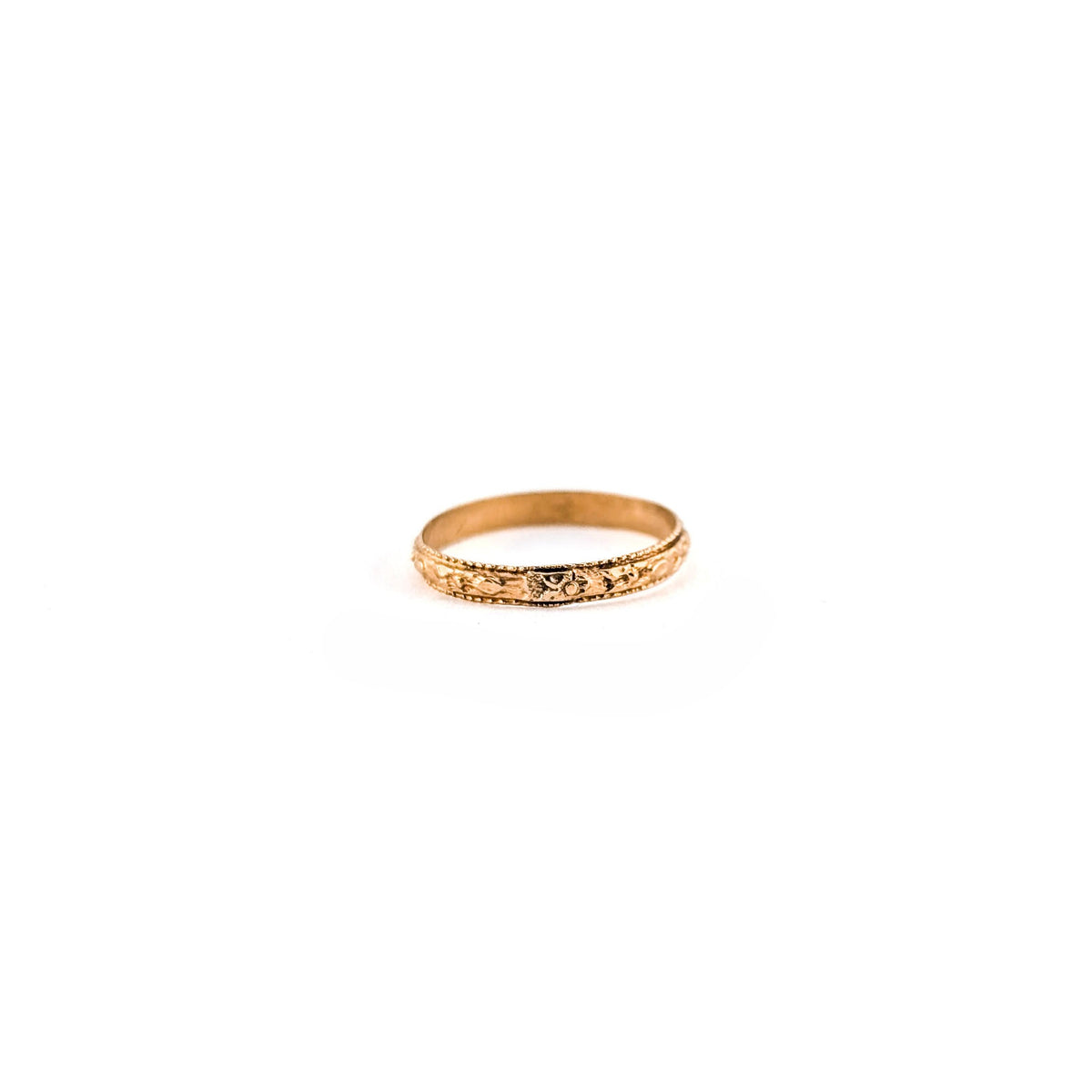 Antique Victorian Ostby & Barton 10K Yellow Gold Floral Baby Ring Midi Ring