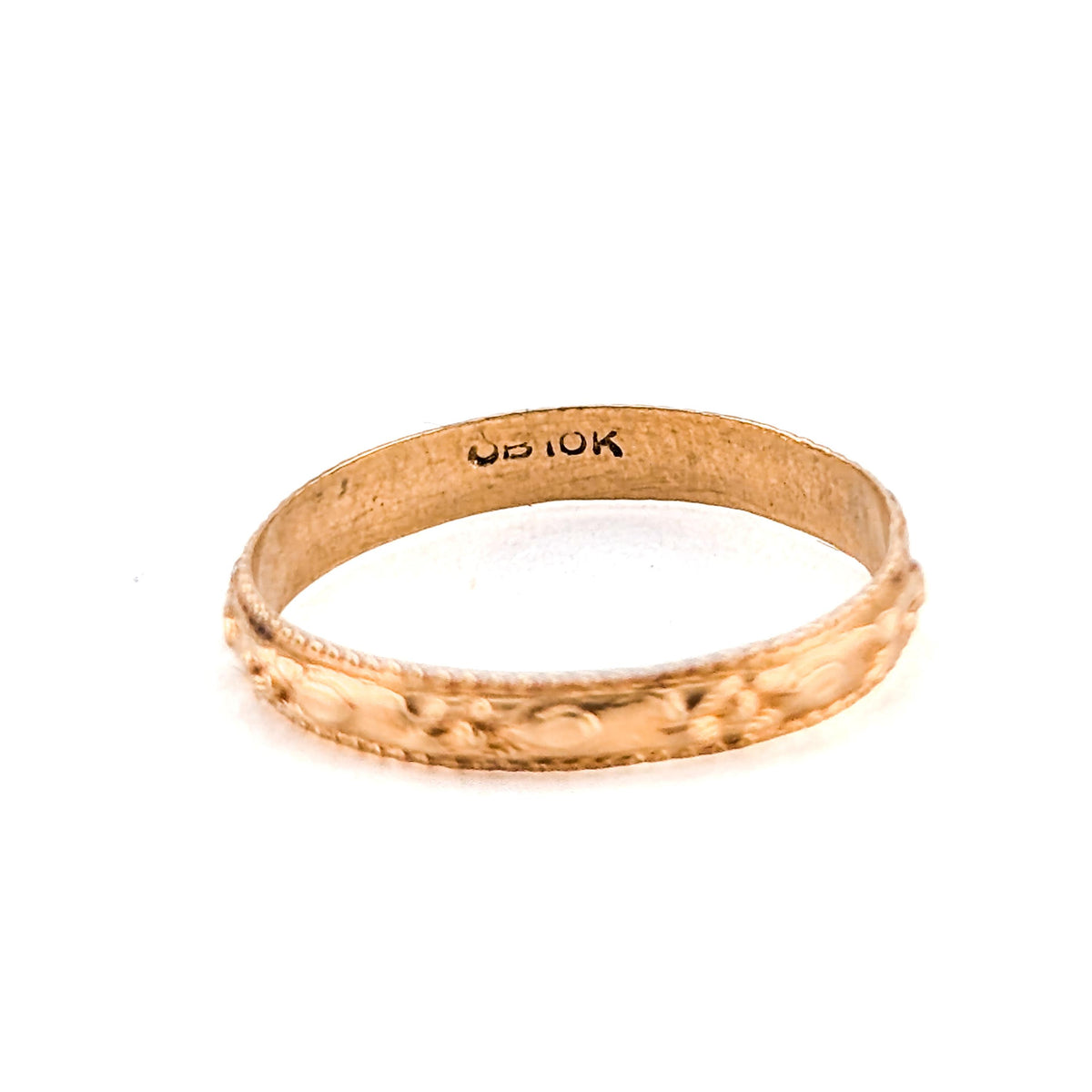 Antique Victorian Ostby & Barton 10K Yellow Gold Floral Baby Ring Midi Ring
