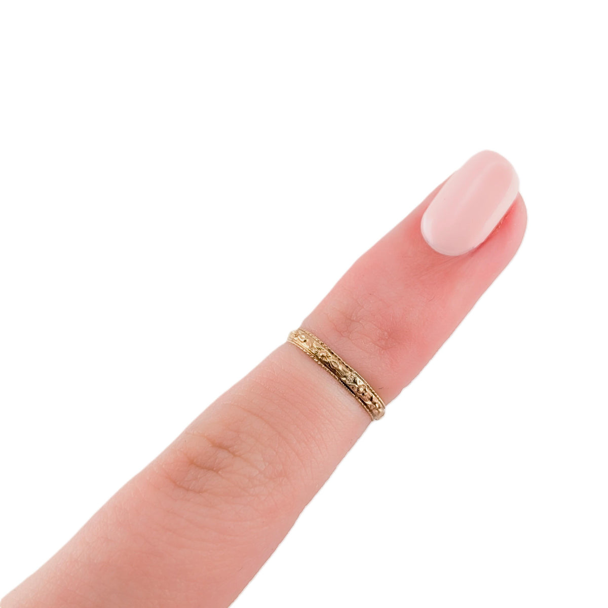 Antique Victorian Ostby & Barton 10K Yellow Gold Floral Baby Ring Midi Ring