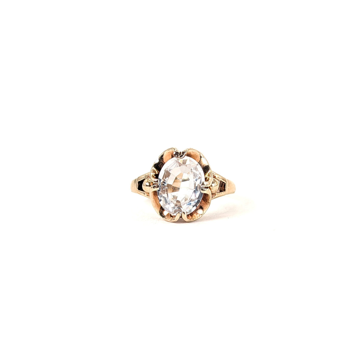 Retro 10K Gold Topaz Ring With A Hint Of Blue
