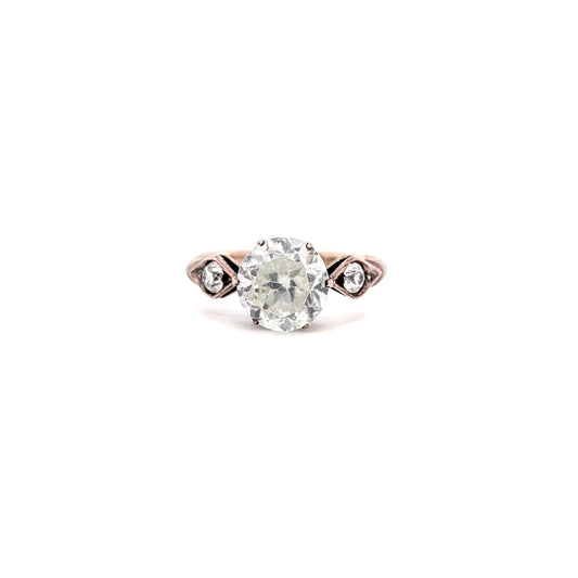 Antique Victorian 9ct Rose Gold Glass Three-Stone Ring