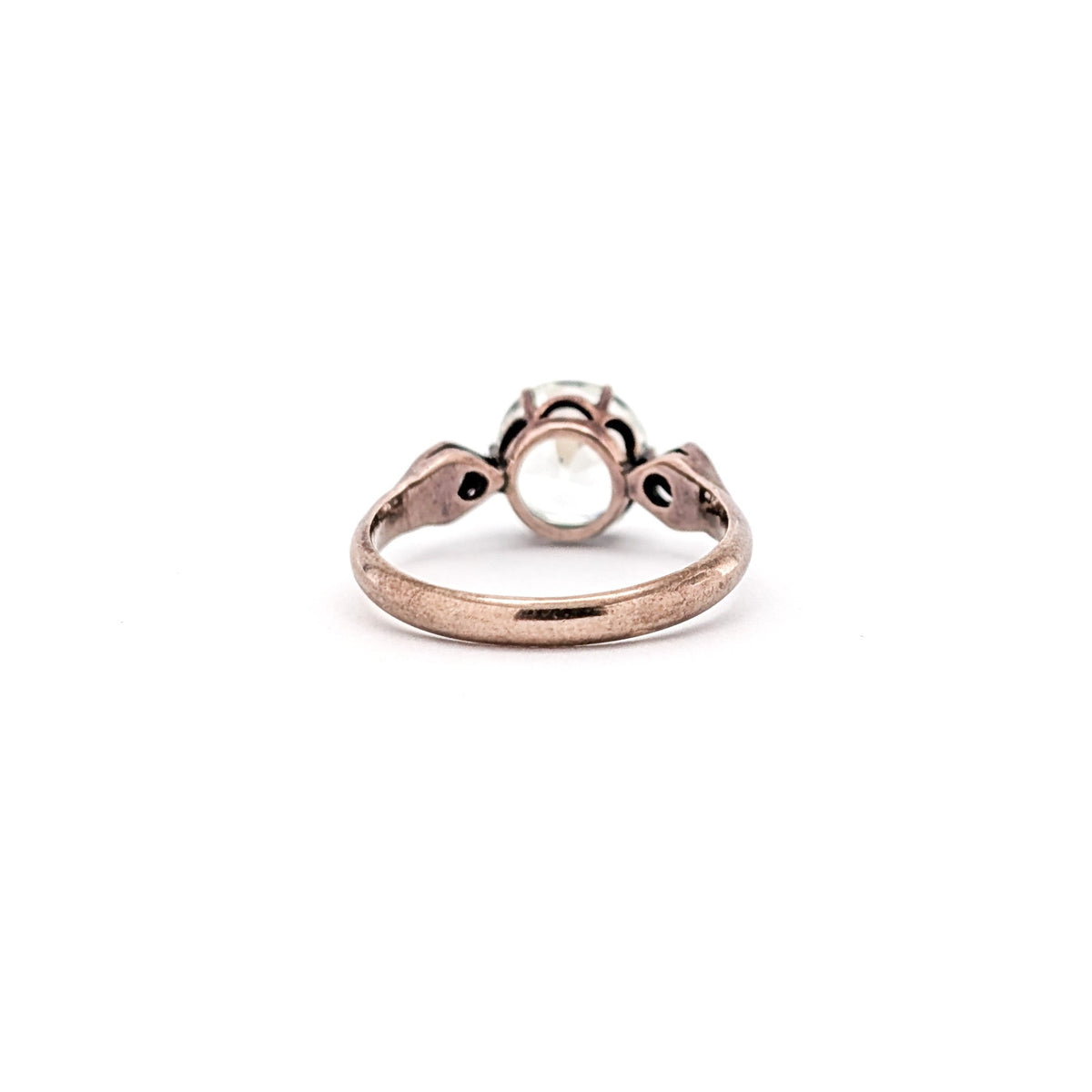 Antique Victorian 9ct Rose Gold Glass Three-Stone Ring