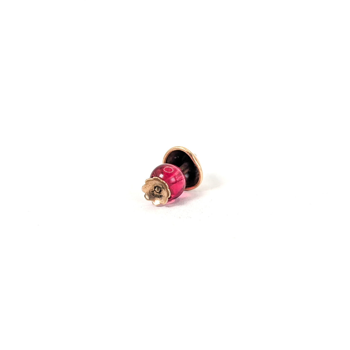 Vintage 10K Gold Lamp Charm with Ruby-Red Glass
