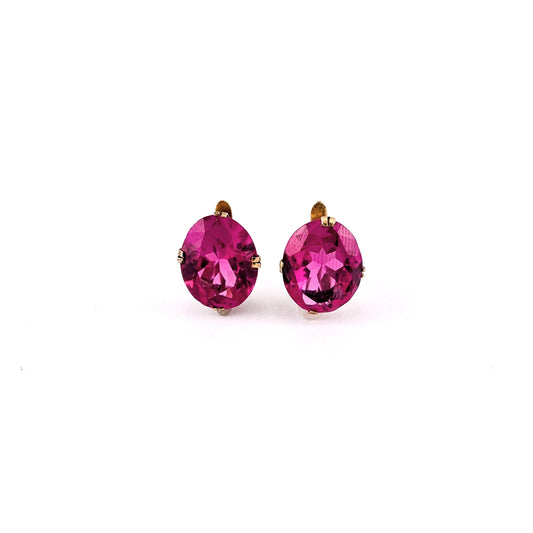 Vintage 10K Gold Synthetic Ruby Earrings