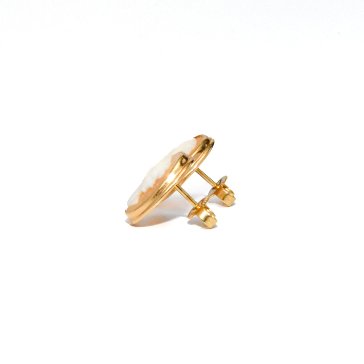 Vintage 14K Gold Carved Shell Cameo Stud Earrings
