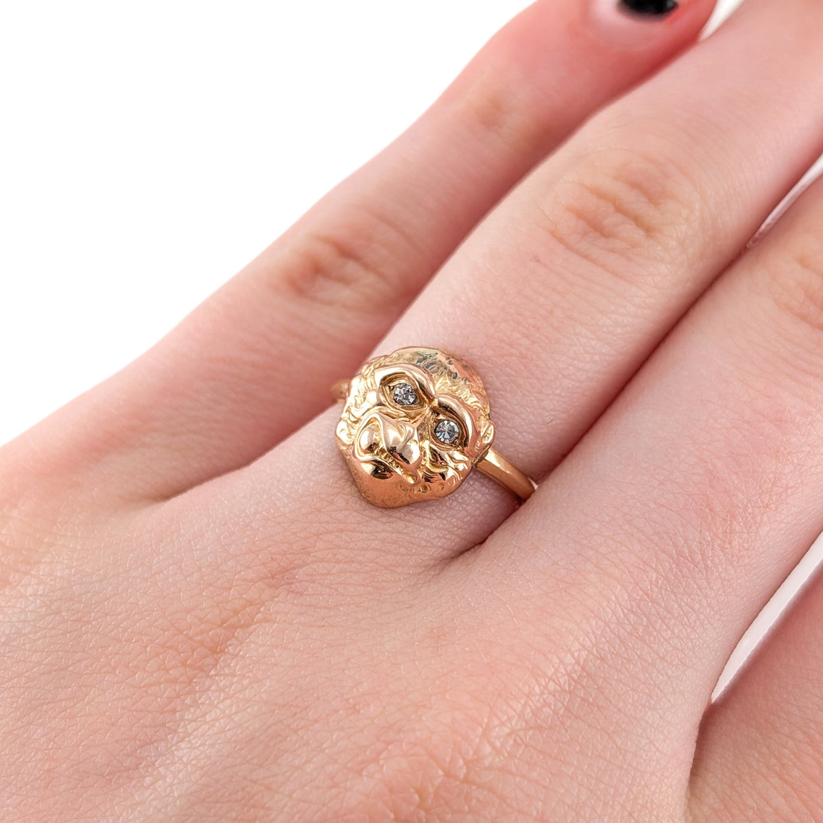 Vintage 14K Gold Diamond Monkey Ring