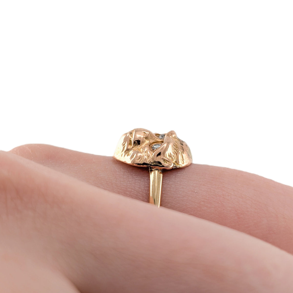Vintage 14K Gold Diamond Monkey Ring