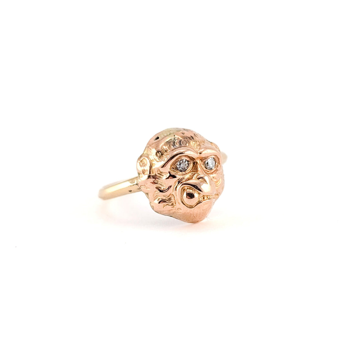Vintage 14K Gold Diamond Monkey Ring