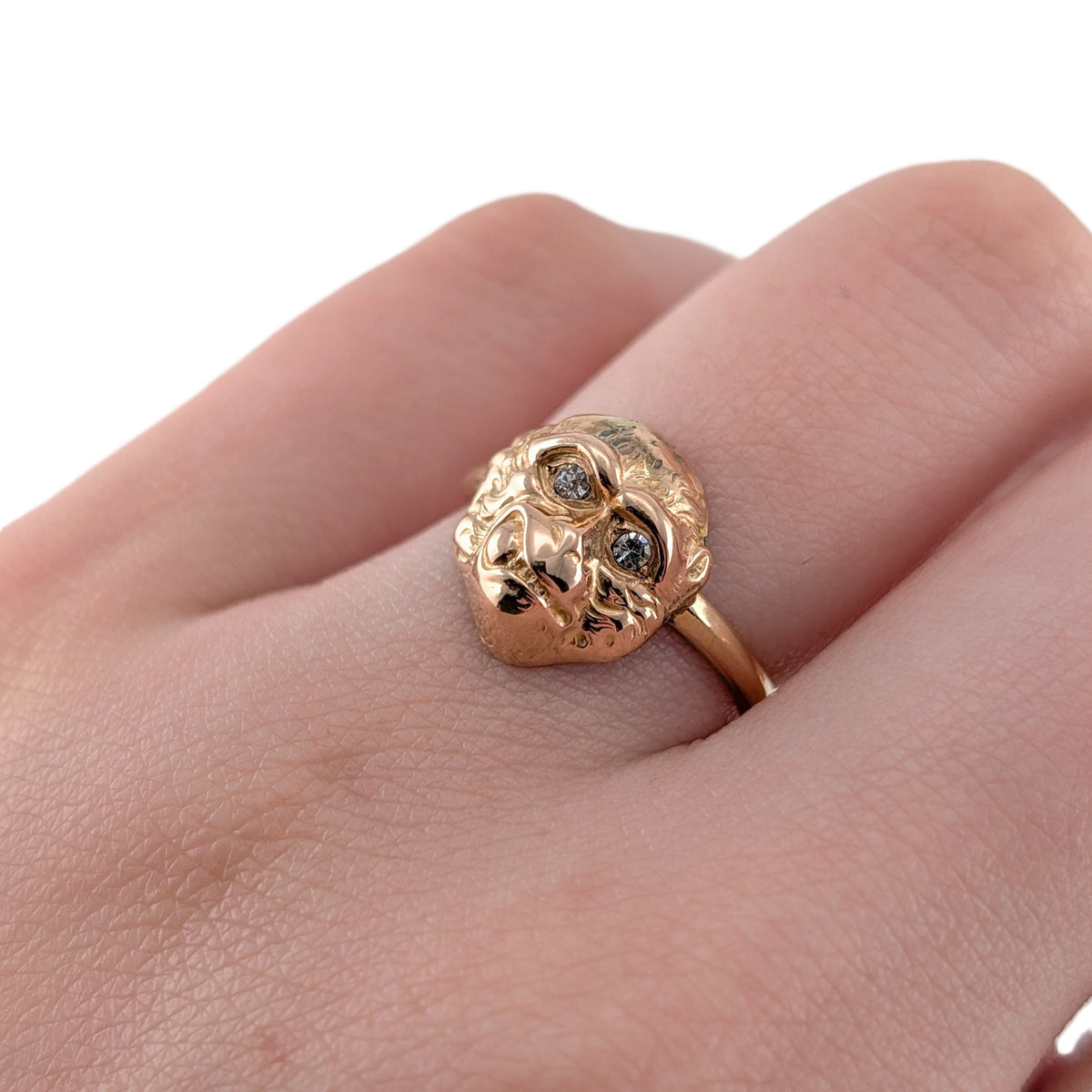 Vintage 14K Gold Diamond Monkey Ring