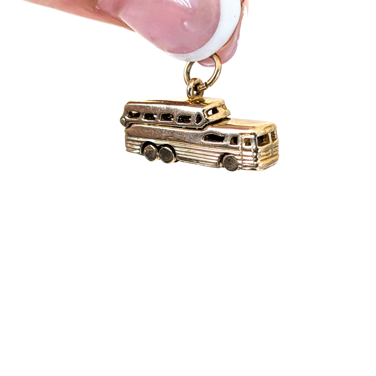 Vintage 14K Gold Greyhound- Style Bus Mechanical Charm