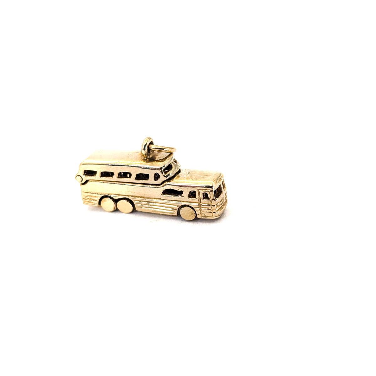 Vintage 14K Gold Greyhound- Style Bus Mechanical Charm