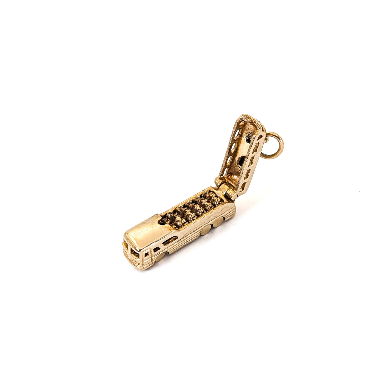 Vintage 14K Gold Greyhound- Style Bus Mechanical Charm