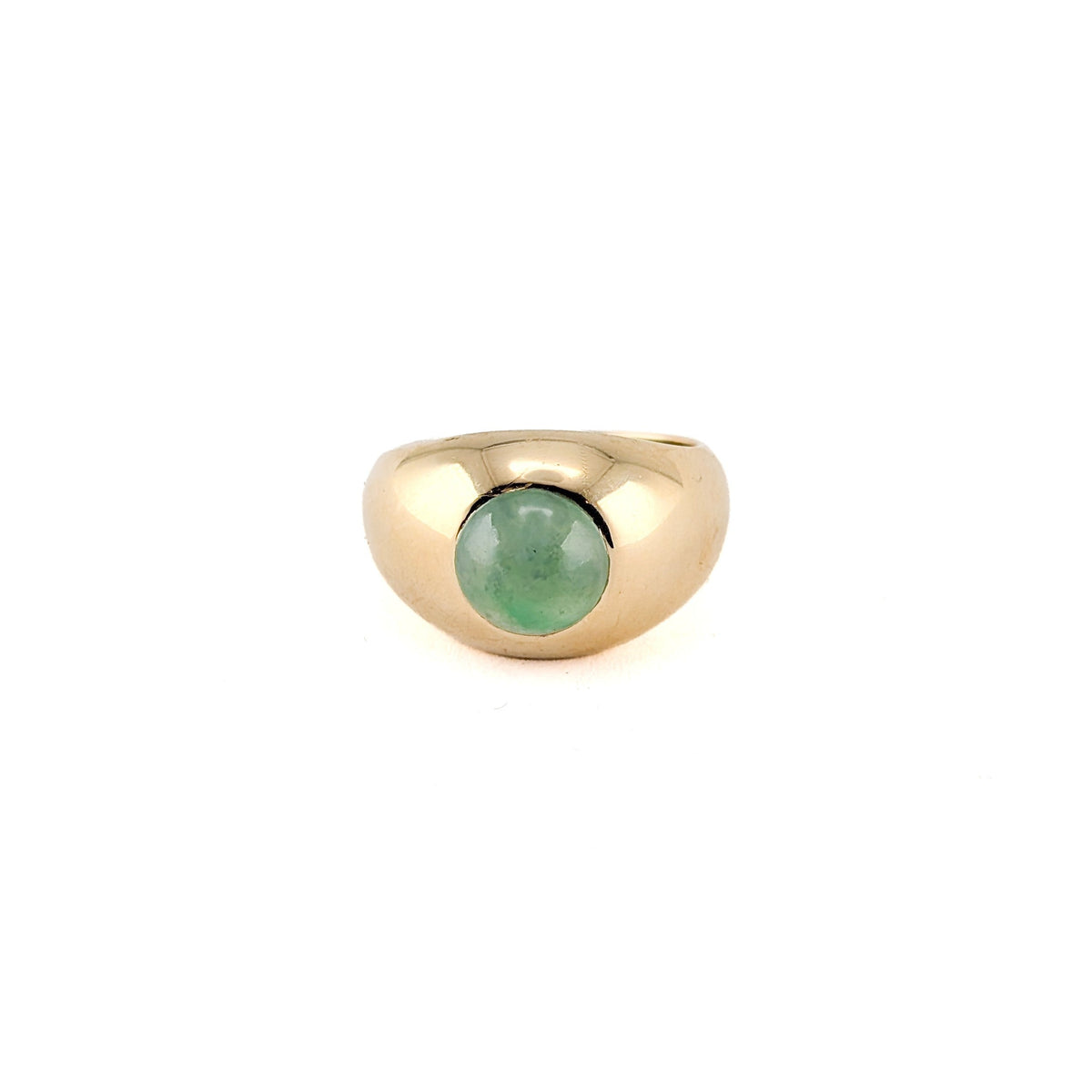 Vintage 14K Gold Jade Cabochon Dome Ring