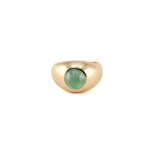 Vintage 14K Gold Jade Cabochon Dome Ring