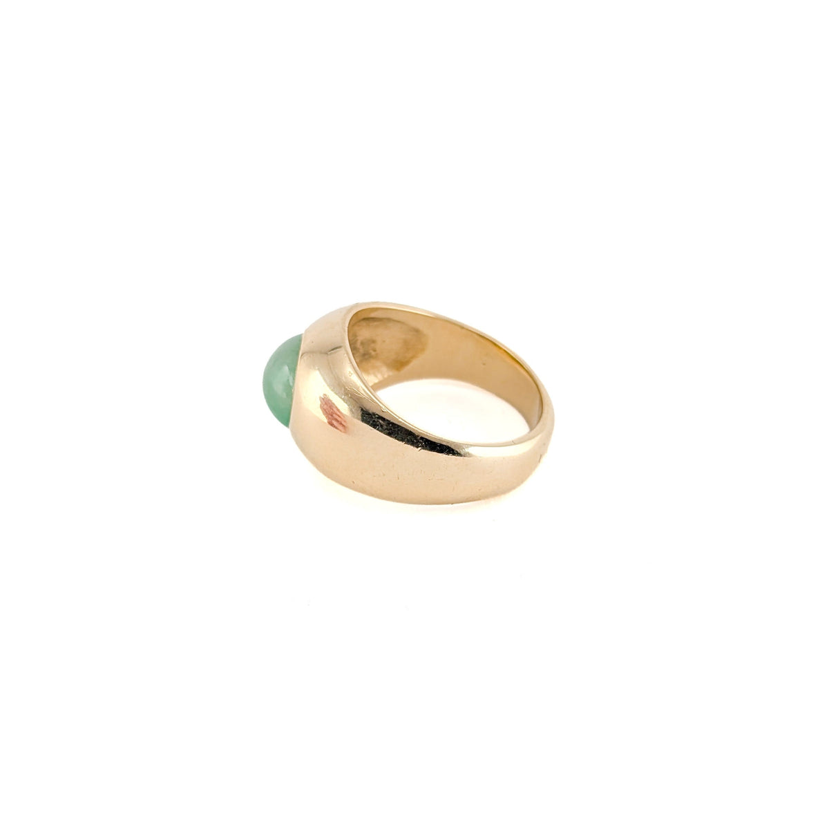Vintage 14K Gold Jade Cabochon Dome Ring