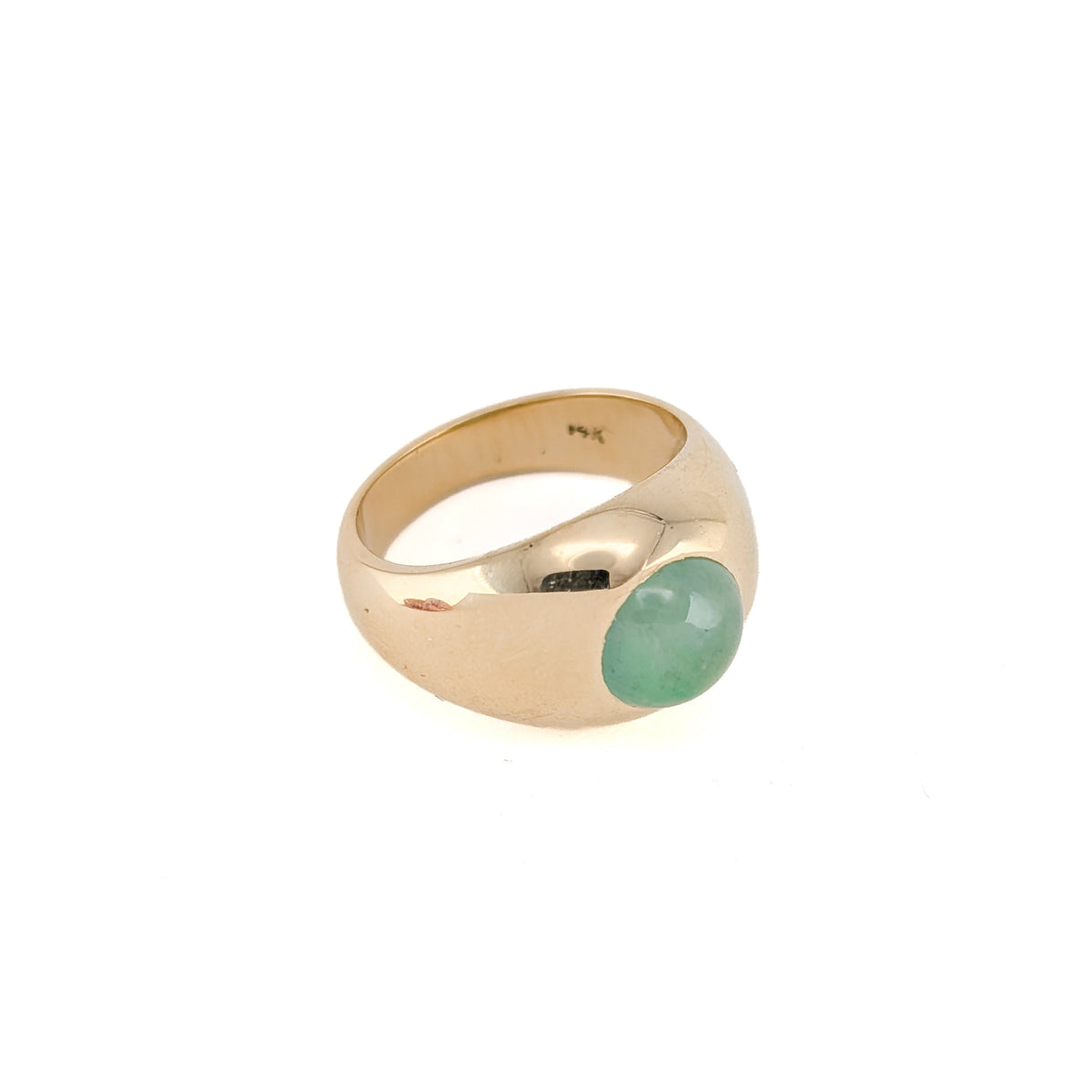 Vintage 14K Gold Jade Cabochon Dome Ring