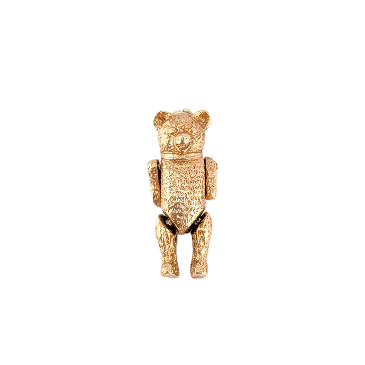 Vintage 14K Gold Mechanical Teddy Bear Charm with Articulated Arms & Legs