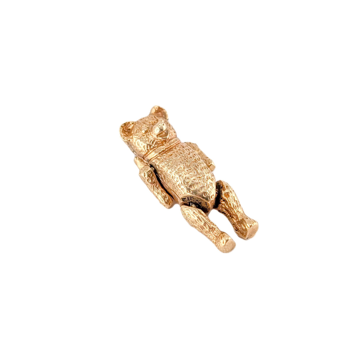 Vintage 14K Gold Mechanical Teddy Bear Charm with Articulated Arms & Legs